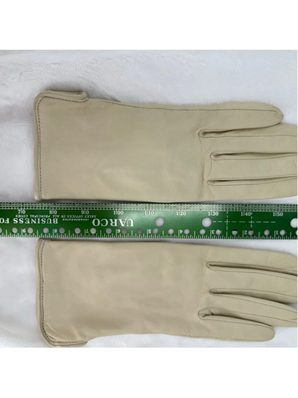 Vintage Beige Leather Gloves Preston & York Butter Soft Silk Lined Sz 6.5/Small